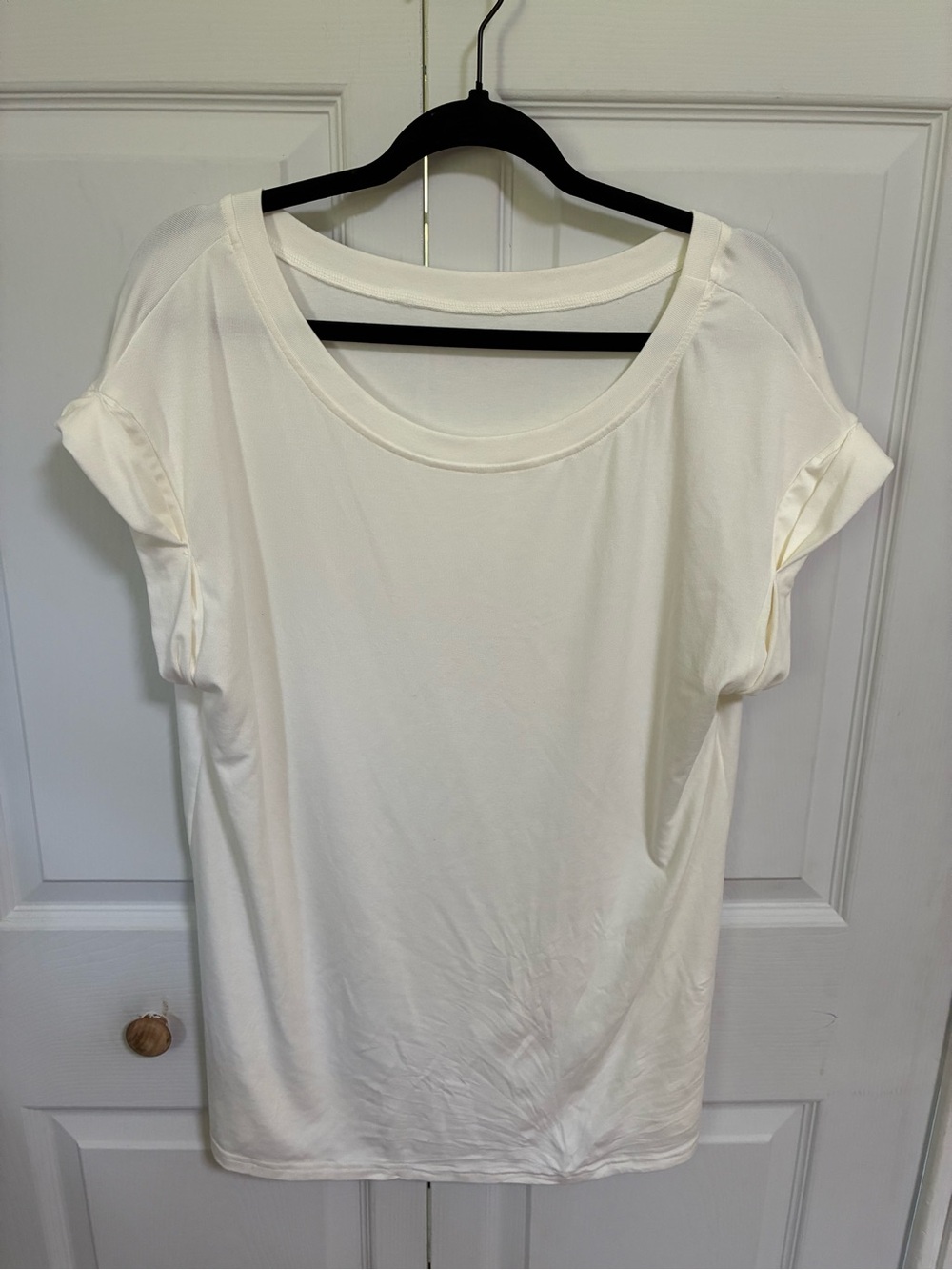 Cream White Rolled Cuff Dolman Sleeve High-Low Tee